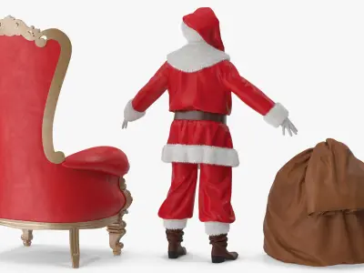  Santa Claus with a Bag and a Throne Chair 2 