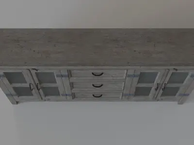 Somette Four Door Three Drawer Media Credenza Carrier Grey 3D model