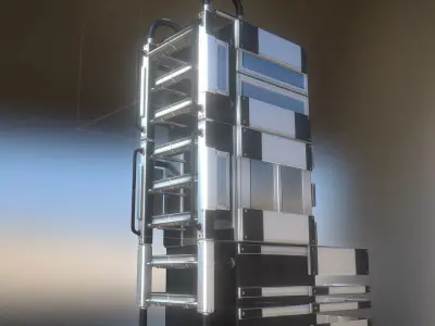 Modular Sci-Fi Ladders Silver Low-poly 3D model