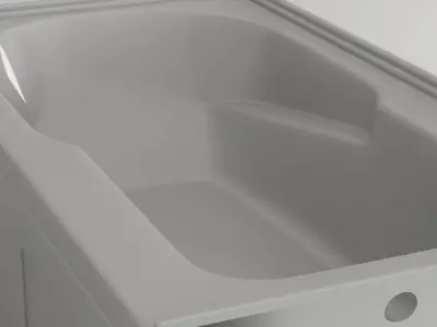 Modern Right-Hand Rectangular Bathtube 3D model