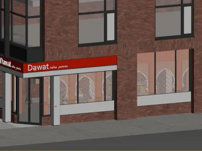 Indian Restaurant Interior  Exterior 3D Model 3D model