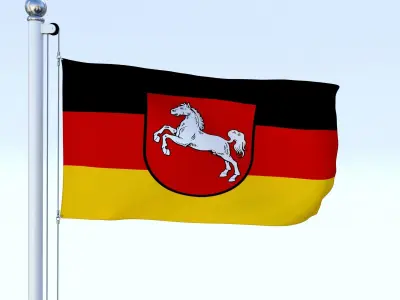Animated Lower Saxony German State Flag Low-poly 3D model