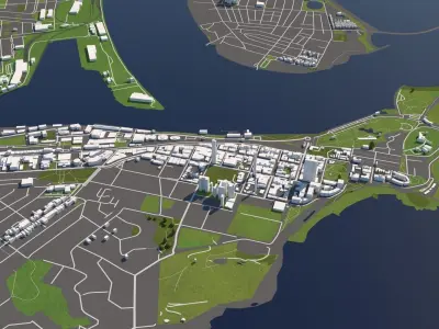 Newcastle Australia 50x50km 3D City Map 3D model