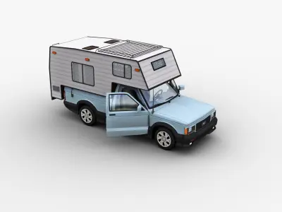 Camper Truck With Interior Low-poly 3D model