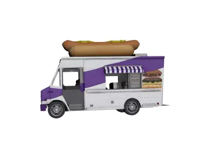 Hot Dog Truck Mobile Street Food Delivery Vehicle 3D model