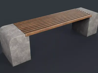 Modern Outdoor Bench 25 PBR Game Ready Low-poly 3D model