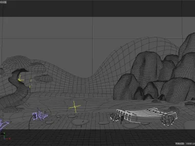 cartoon pond scene 3D model