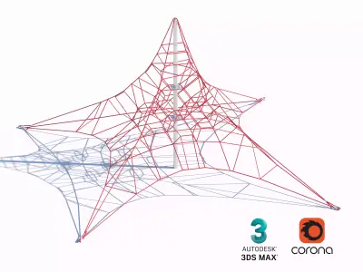 Pyramid Rope Climbing Structure for Playgrounds 3D model