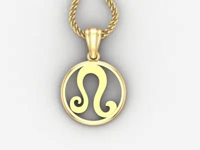 Circle Leo Light Gold Pendant Version 6 3D print model