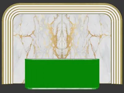 Reception desk with marble and gold accents 3D model
