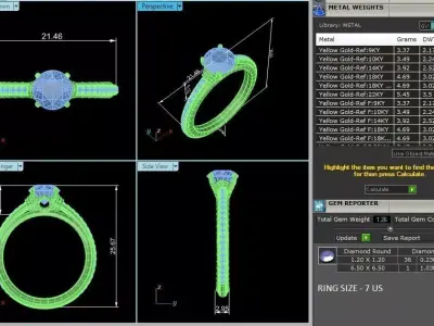 Pave Solitaire Diamond Ring CAD Design with Rope Style Prongs 3D print model