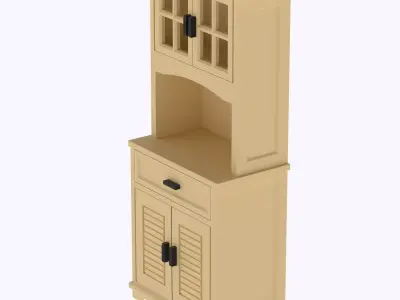 Tall Kitchen cabinet with functional door and shelves  3D print model