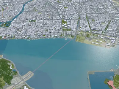 Shantou Guangdong Province China 90km AI Low-poly 3D model