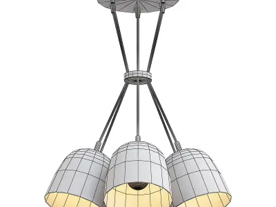 Lumion-Joseph-4 three light chandelier with clear glass shades 3D model