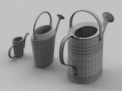 watering cans - set of 3 3D model