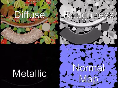 Elegant Floral Pottery model pack Low-poly 3D model