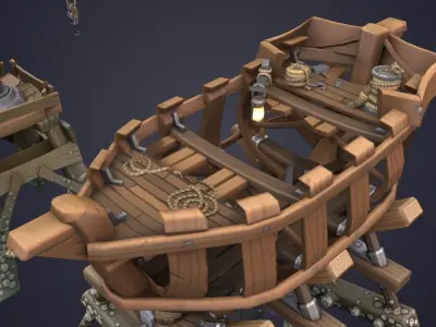 Game Boat - Building Pier Low-poly 3D model