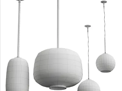 Light set three glass pendant lights hanging Low-poly 3D model