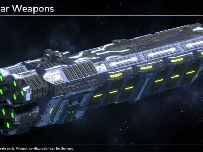 Spaceship Enkar Republic Battleship Gastekan Low-poly 3D model