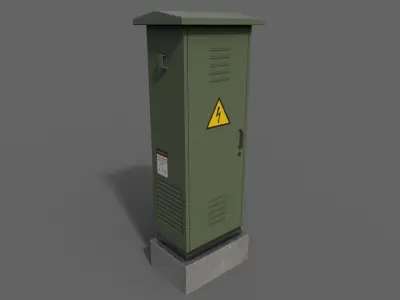 PBR Electric Box DarkGreen V2 Low-poly 3D model