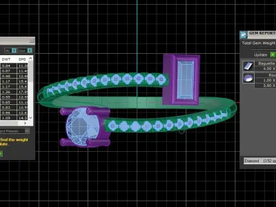 Open End Light Weight Baguette Round Stone Band Ring 3D print model