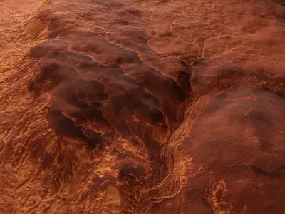 Mars Planet Landscape Desert Mountain Cliffs PBR Low Poly 02 Low-poly 3D model