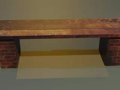 Street bench Low-poly 3D model