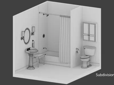 Bathroom with toilet and sink 3D model