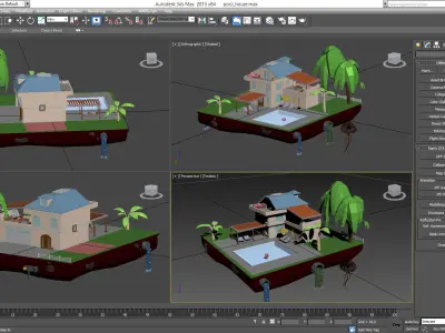 pool house low poly model Low-poly 3D model