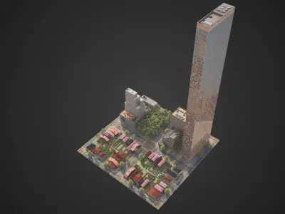 Realistic City District H12-R25 MAYA Low-poly 3D model