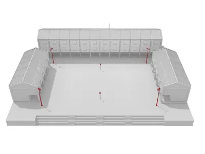 School building environment 3D model or public - untextured 3D model