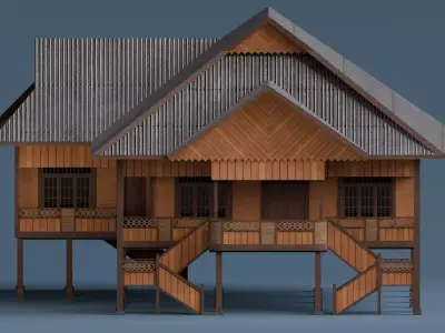 Traditional Houses - Rumah Walewangko Low-poly 3D model
