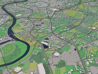 Krakow Poland 30x30km 3D City Map 3D model