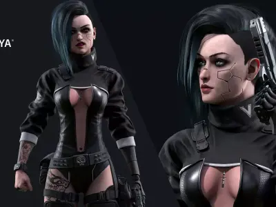 Judy - Game Ready female character in outfit Low-poly 3D model