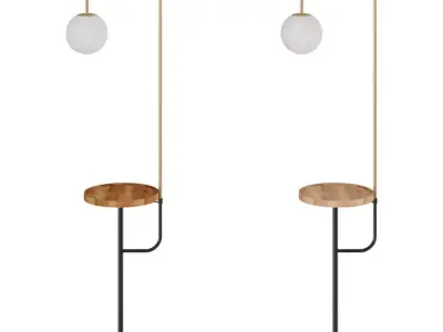 Floor lamp with table with wireless and USB charging 3D model