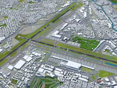 Manila Ninoy Aquino Airport 10km Low-poly 3D model