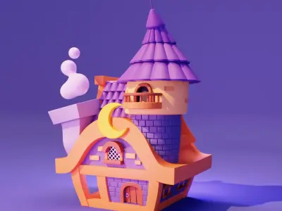 Cartoon Cute Witch or Wizard House Tower 3D model