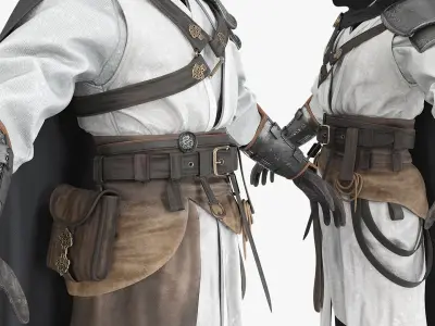  Medieval Assassin Outfit With Armor T-Pose 