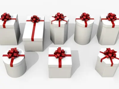  Gift Boxes - Vertical Variety with Fixed Ribbon Rosette 