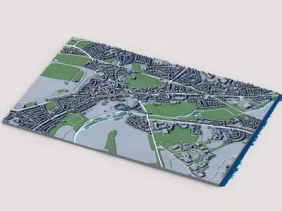 Warwick Cityscape England Warwickshire Architecture 3D model