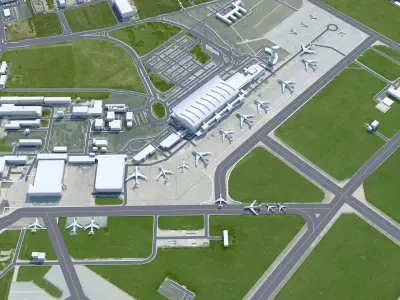 Bratislava Airport  15km Low-poly 3D model
