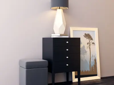 Console whith decor 4 3D model