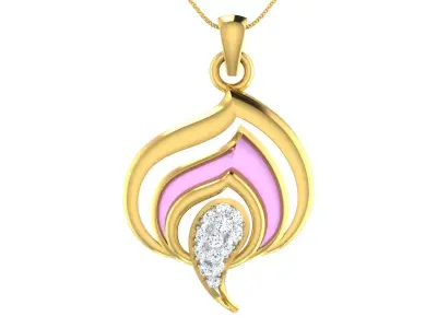 light weight yellow gold  diamond pendent -ZA PN 2107-B Charms62 3D print model