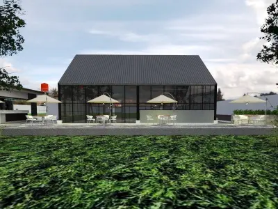 Exterior Of Caffe with Scandinavian concept Model 3D  3D print model