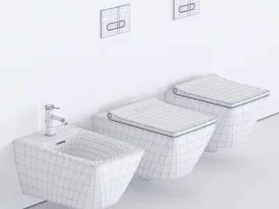 Duravit Viu Wall-Hung WC Low-poly 3D model
