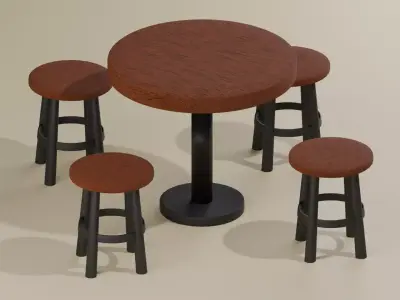 Classic Set  Table Stool 3D model