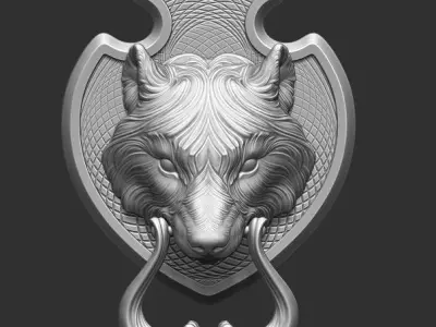 Wolf  Doorhandle 2021 Head  Woolf model to print Part 01 3D print model