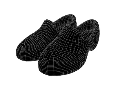 Wood Shoe v1 002 Low-poly 3D model