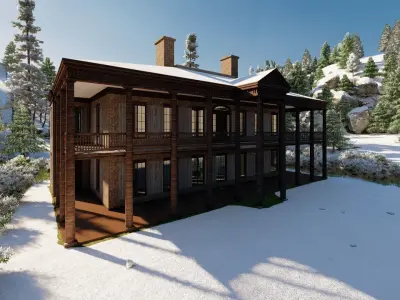 Vilage in forest-old house 3D model