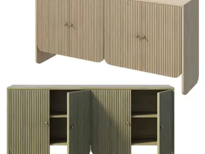 Modern 4 Door Fluted Sideboard 3D model